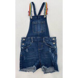 Star Ride Toddler Denim Cut‎ Off Overalls, Rainbow Size Large 12/14